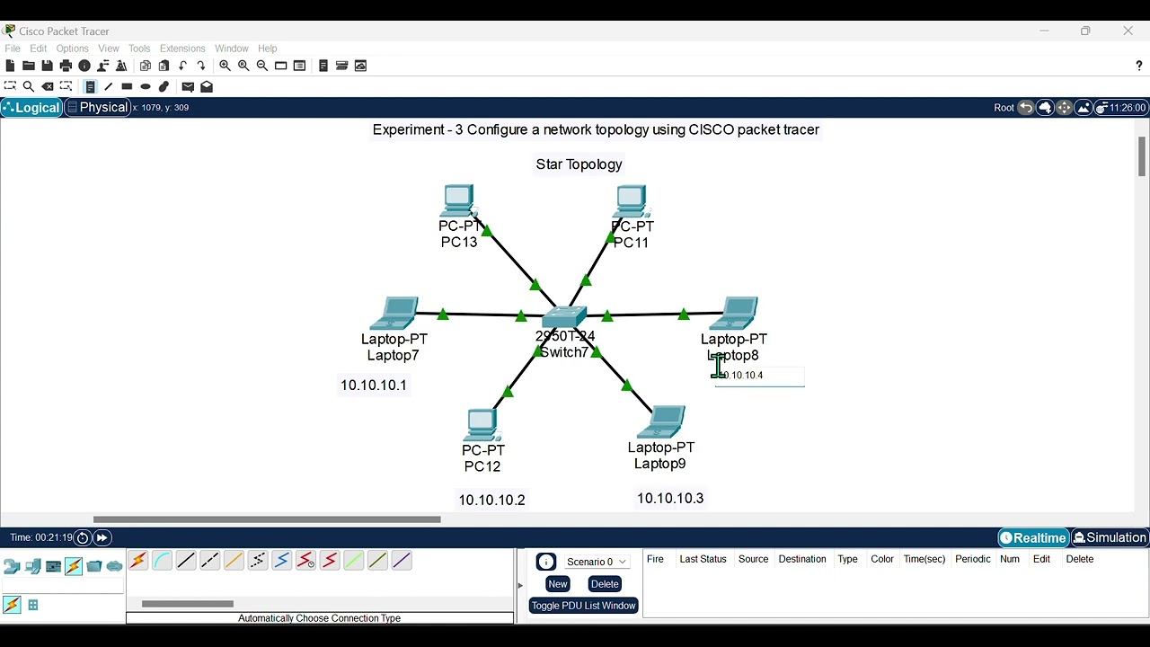DCN - Experiment 1 star topology