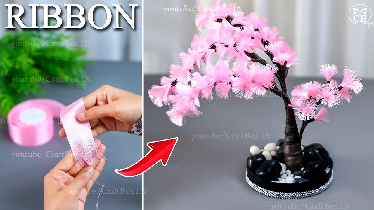 Bonsai Creative Ideas from Satin Ribbon | Beautiful Bonsai with ribbon crafts
