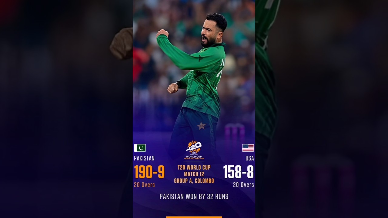 Pakistan vs USA Highlights: PAK Win by 32 Runs | T20 World Cup 2026 Match 12