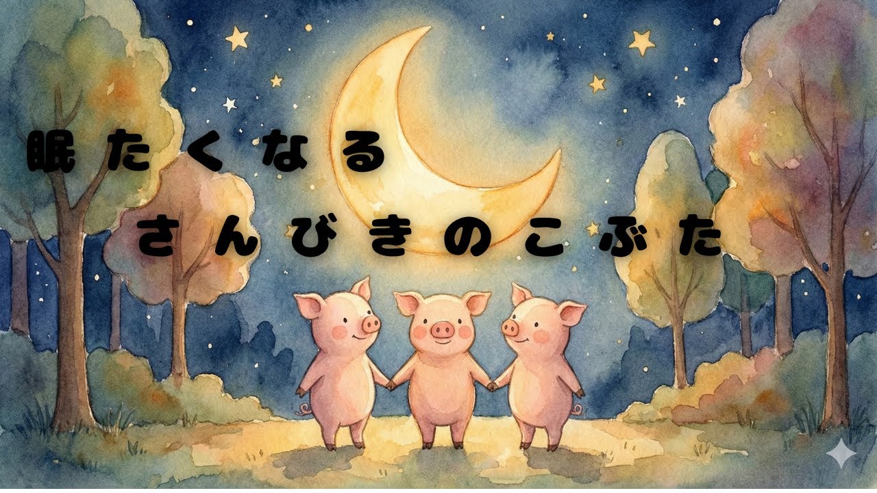 【寝かしつけ絵本】3歳から｜眠たくなる ねむねむさんびきのこぶた｜読み聞かせ 3匹のこぶた