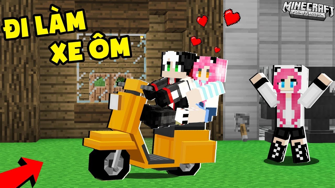 REDHOOD THỬ THÁCH 1 NGÀY CHẠY XE ÔM TRONG MINECRAFT*24 GIỜ REDHOOD LÀM NHÂN VIÊN GIAO PIZZA CHO MỀU
