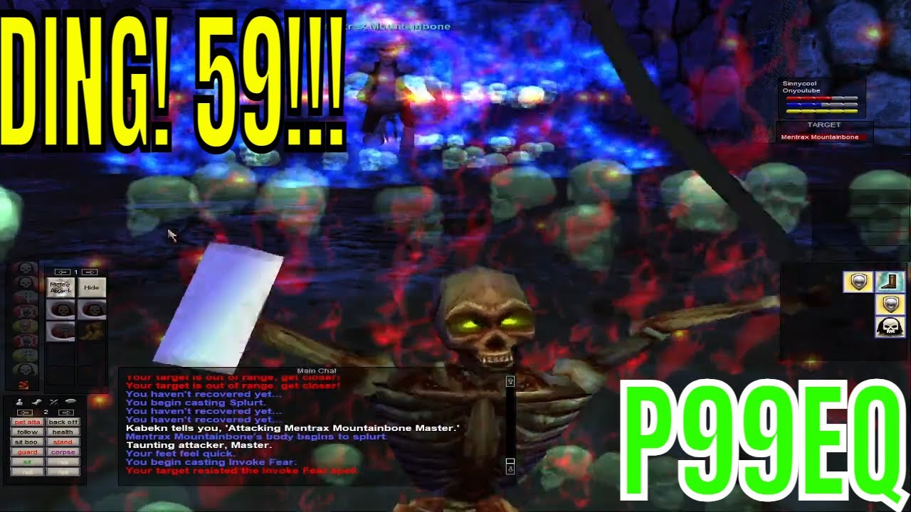DING 59!! Time for DOUBLE HELL? / EVERQUEST P99 (project 1999) green / Necromancer Level 58-59 camp