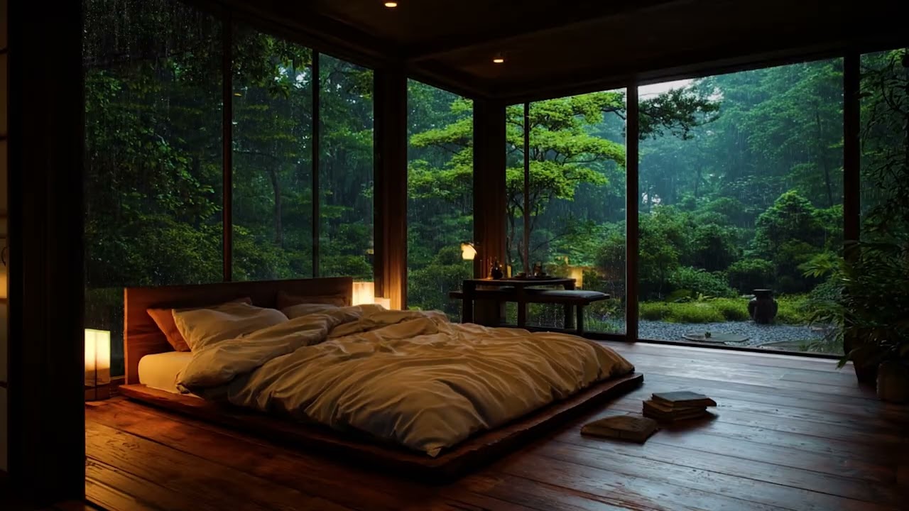 Japanese Minimalist Rain and Thunder Sounds for Deep Sleep, Stress Relief and Peaceful Night Rest