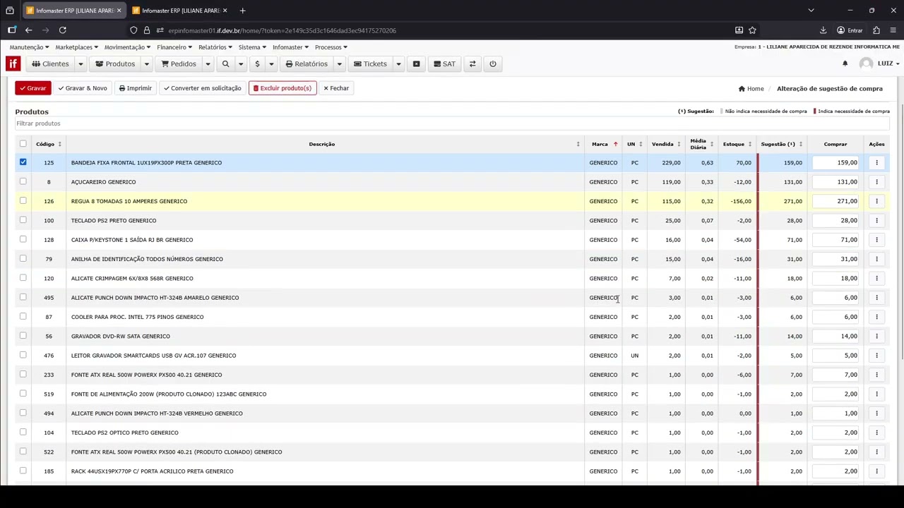 Como gerar sugestões de compras pelo ERP Infomaster
