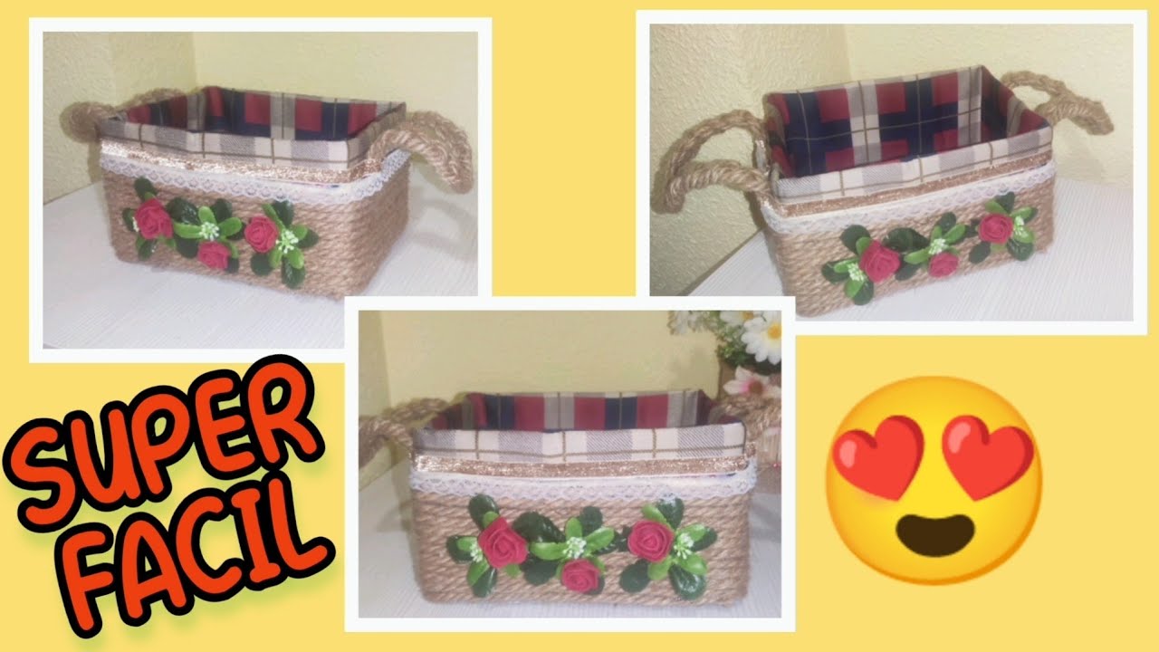 ПЕРЕРАБОТАННАЯ КОРЗИНА с КАРТОНОМ и ДЖУТОМ / RECYCLING Idea / Поделки из джута