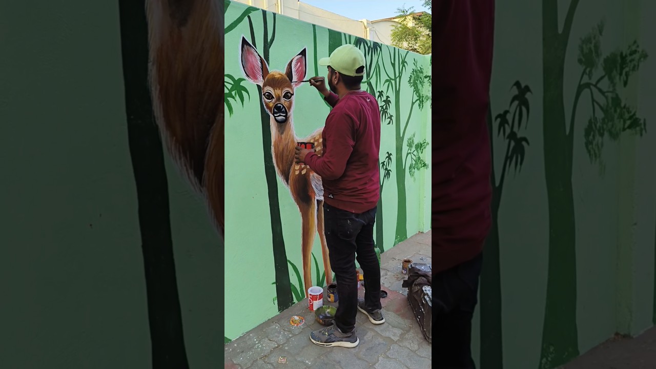 Street art Deer Painting on wall 