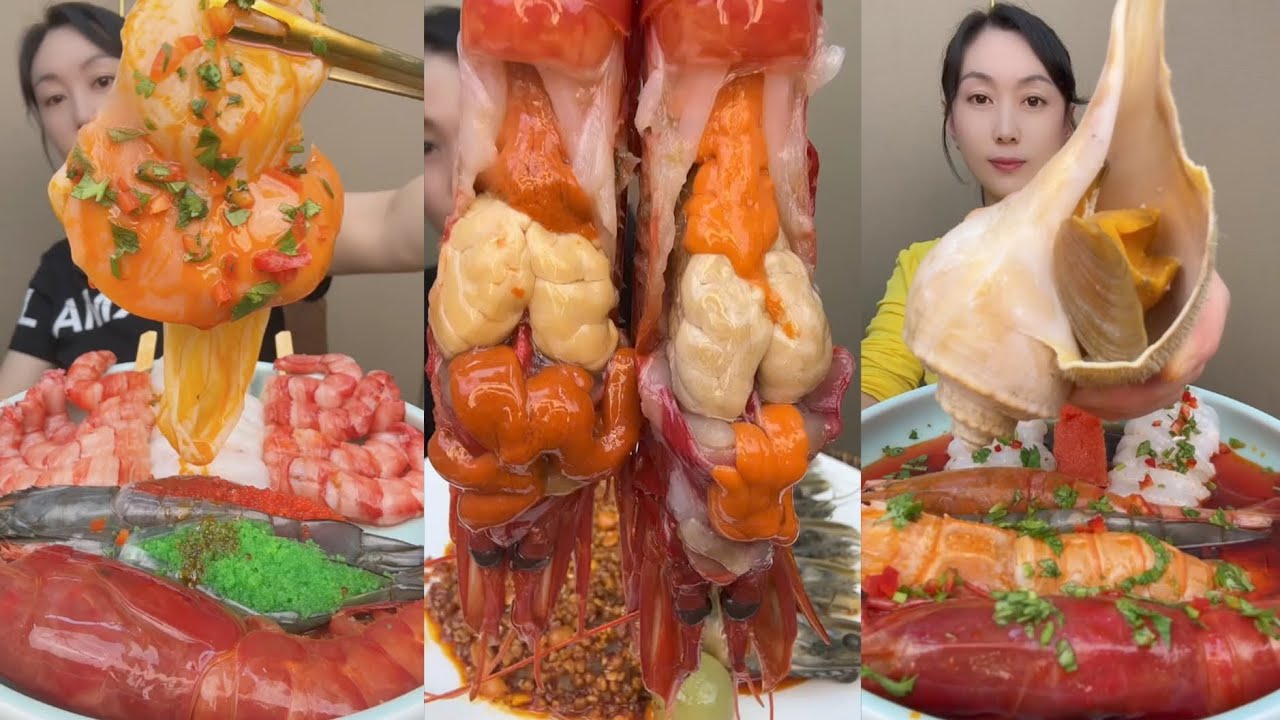 EAT SEAFOOD LOBSTER SHRIMP RED DEVIL SHRIMP SNAIL YUMMY....#mukbang #yummyfood #delicious