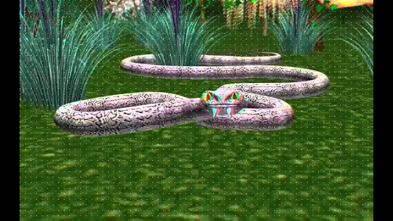 best 3d animated snake Red Cyan)