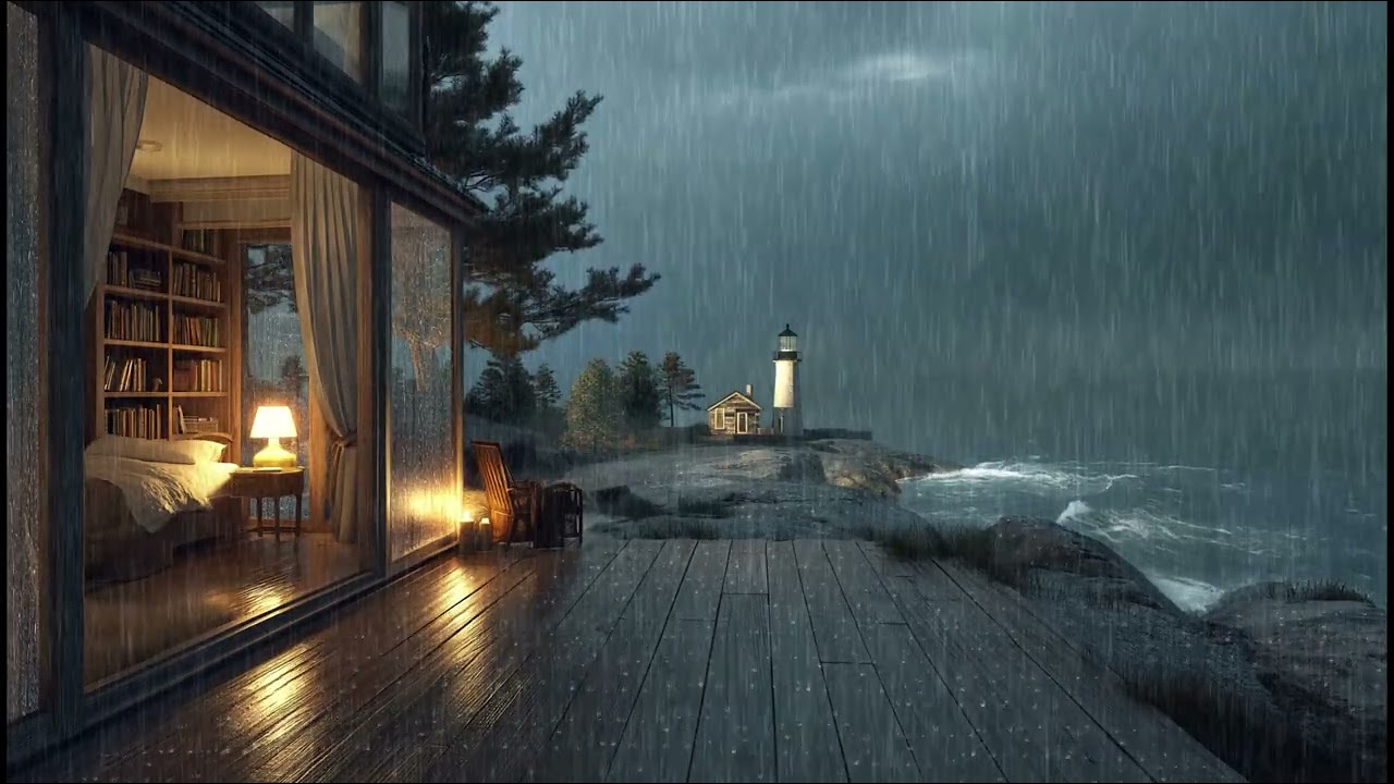 Дождь у прибрежного домика 🌊 | Нежные звуки дождя для глубокого сна