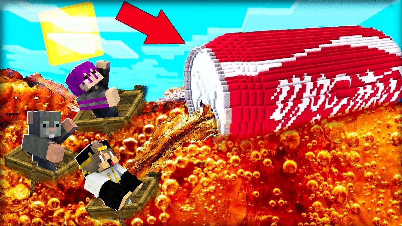 الهروب مع صديقي النوب من تسونامي الكوكاكولا العملاق.. في ماين كرافت 🤣🥤