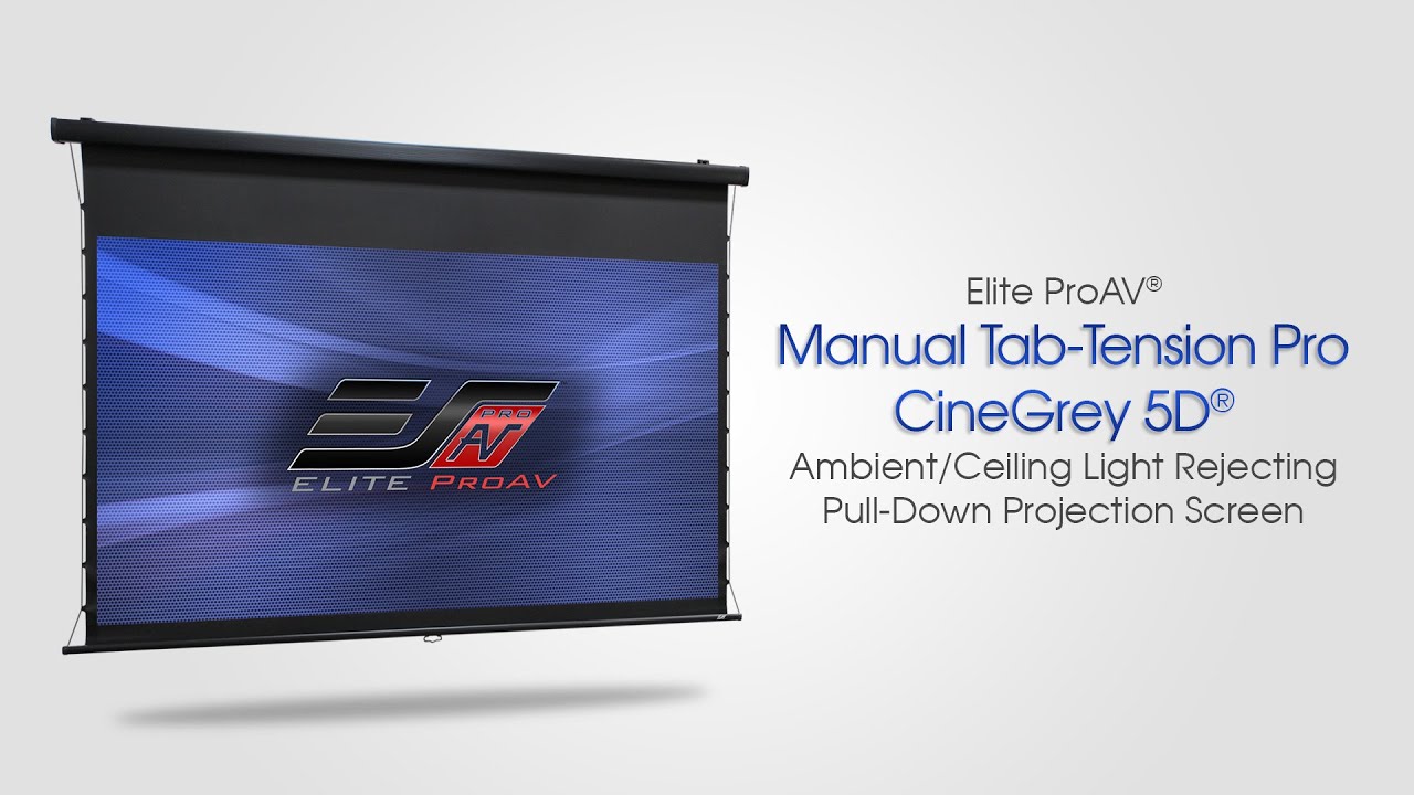 Elite ProAV&reg; Manual Tab-Tension Pro CineGrey 5D&reg; - ALR/CLR&reg; Pull-Down Projection Screen