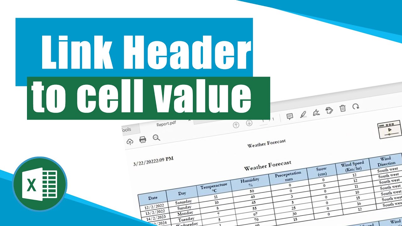 Link page header and footer to cell value with excel VBA