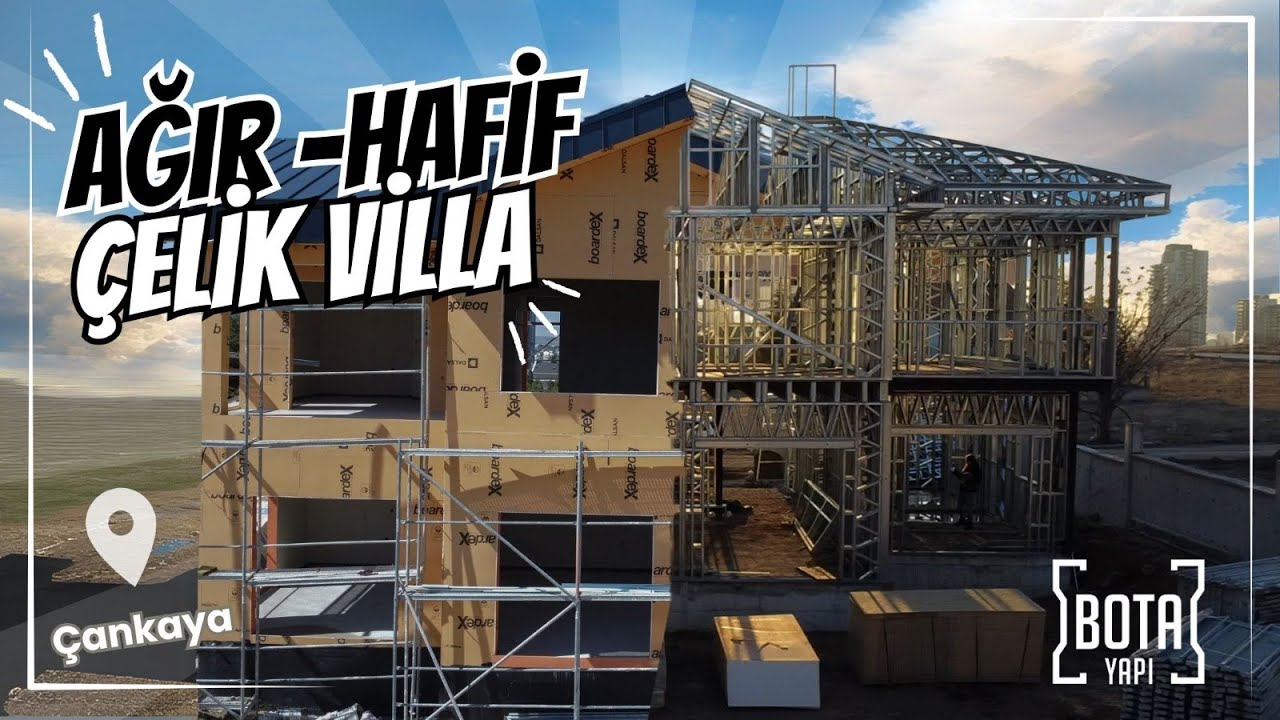 Ağır ve Hafif Çelik Villa | İncek’te Galeri Boşluklu Modern Yaşam Alanı!