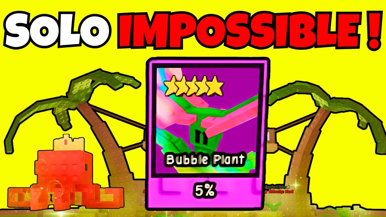 How To SOLO TROPICAL ISLAND IMPOSSIBLE MODE and Get Your BUBBLE PLANT In Garden Tower Defense!