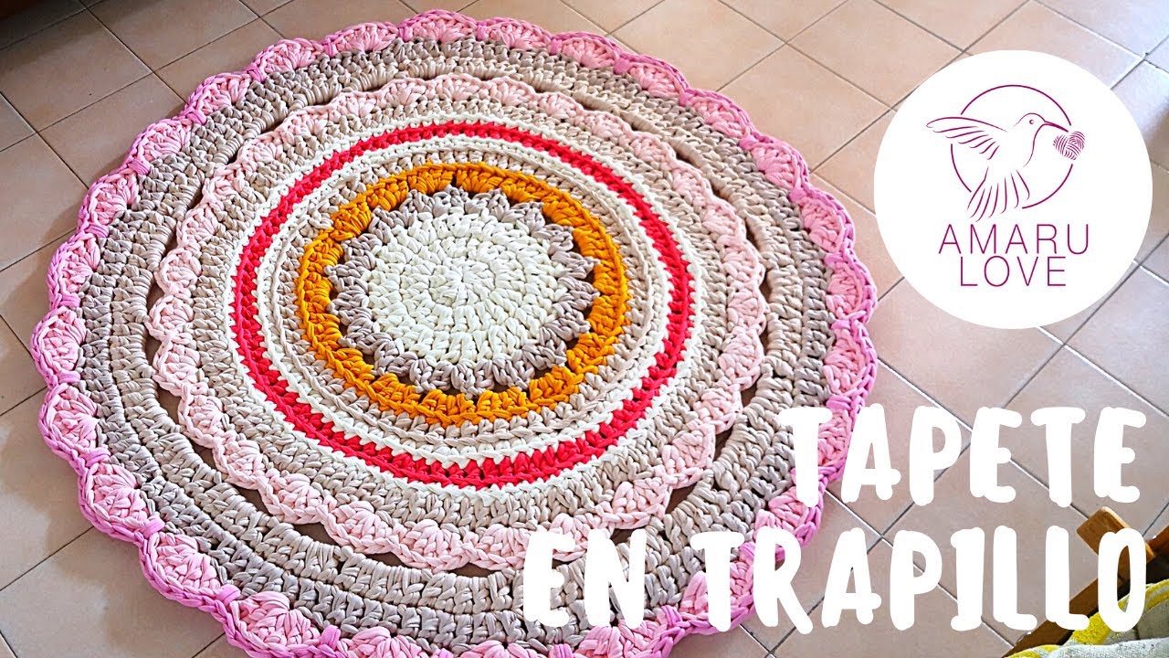 🌟Alfombra en #trapillo /Cómo tejer #tapete redondo paso a paso  - #Mandala XXL - Carpeta en trapillo