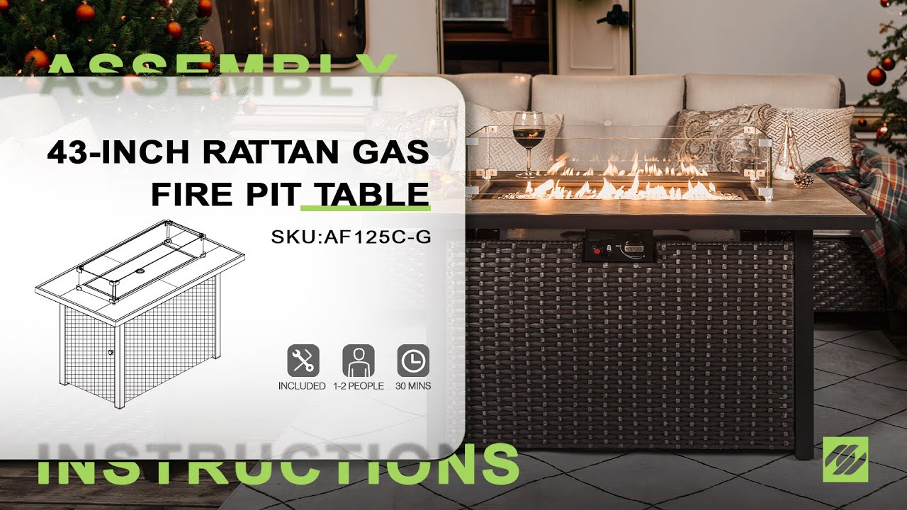 Nuu Garden&reg; Outdoor 43 Inch Rattan Gas Fire Pit Table | ASSEMBLY INSTRUCTIONS