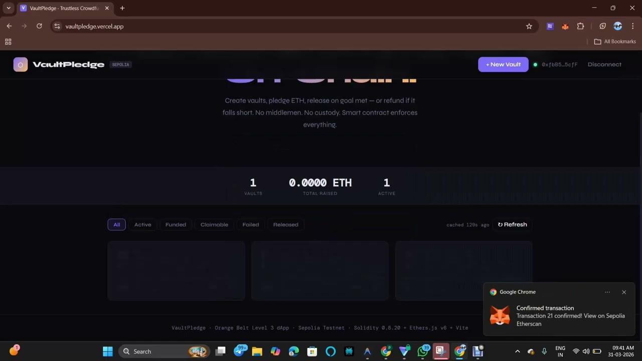 From Wallet Connect to Smart Contract: VaultPledge dApp Demo✨