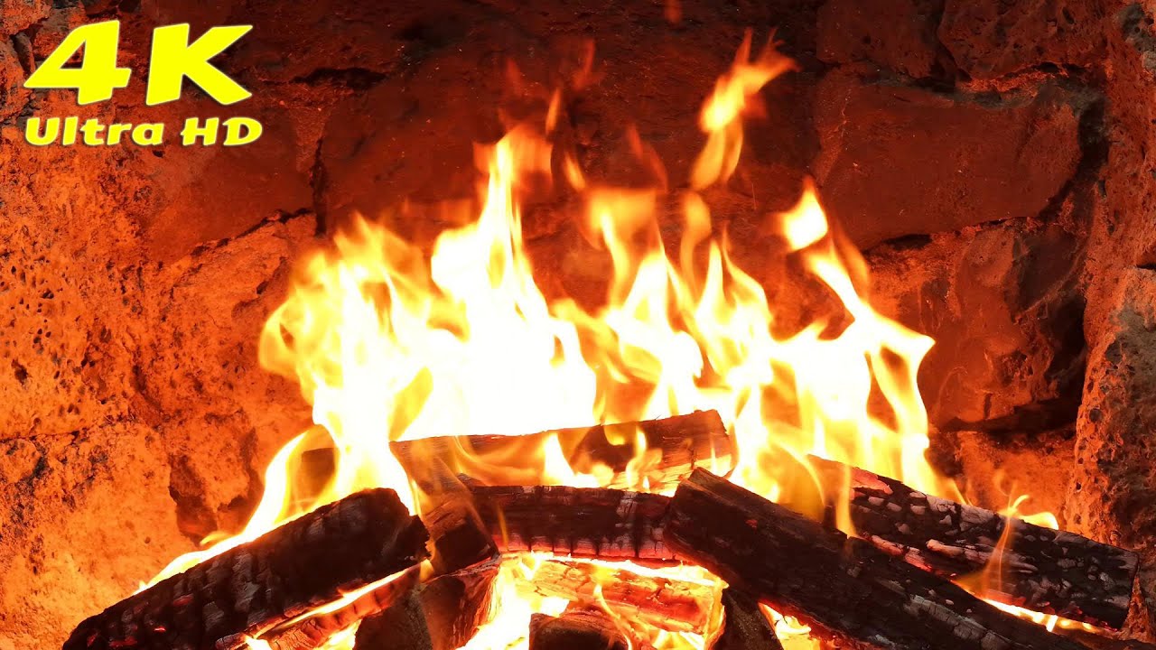 🔥 Fireplace Sounds Meditation 4K. Cozy Cabin Fireplace The Woods, Fireplace Video Loop Calm Nights