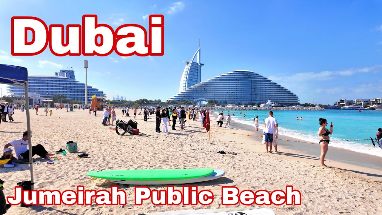 Jumeirah Public Beach Dubai Morning Walk | Relaxing 4K Walking Tour 