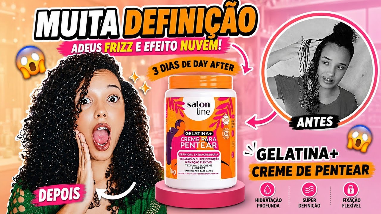 ✨TESTEI GELATINA + CREME de PENTEAR Salon Line no meu CABELO CACHEADO| O Resultado Foi surreal 😱