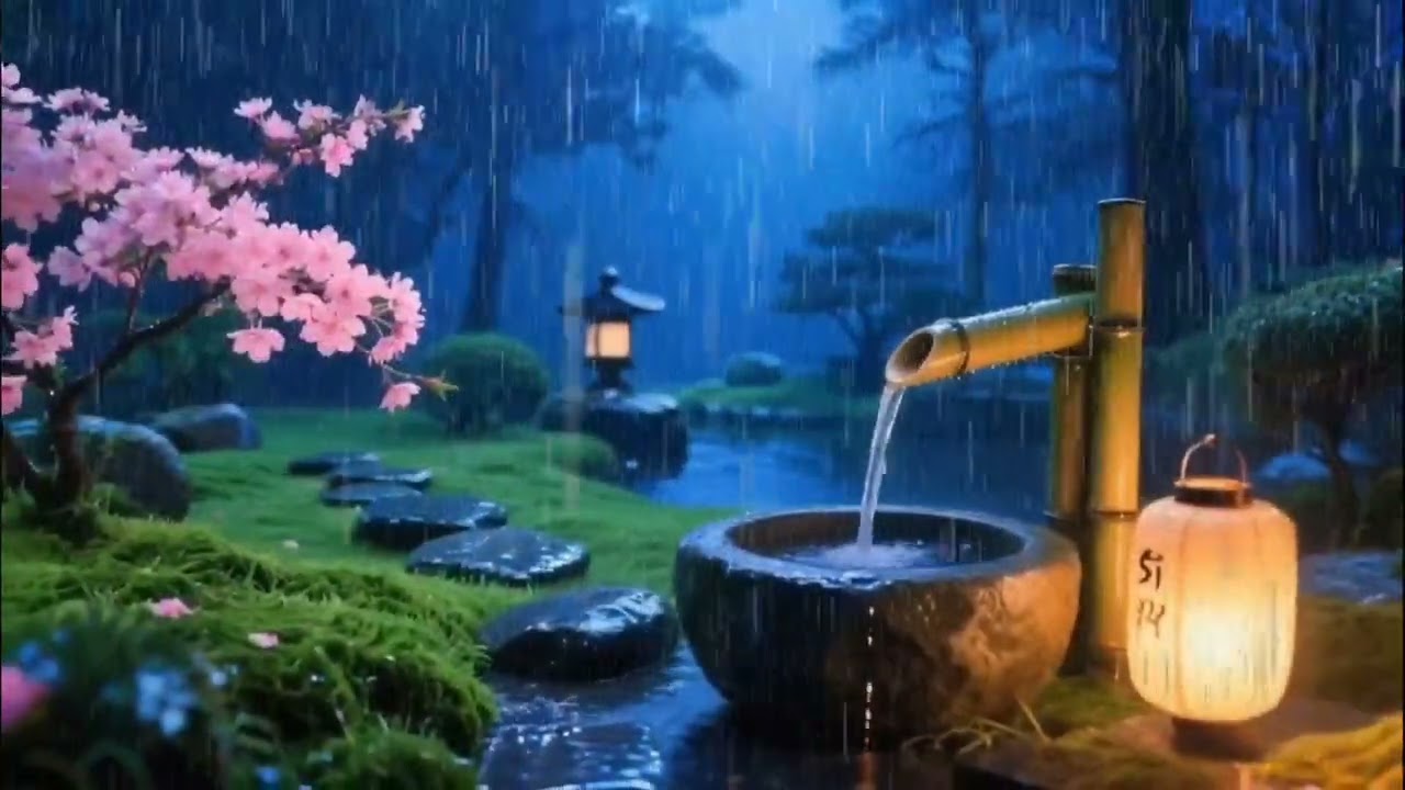 Tranquil Zen Garden Rain and Piano | Sleep Support and Mental Peace