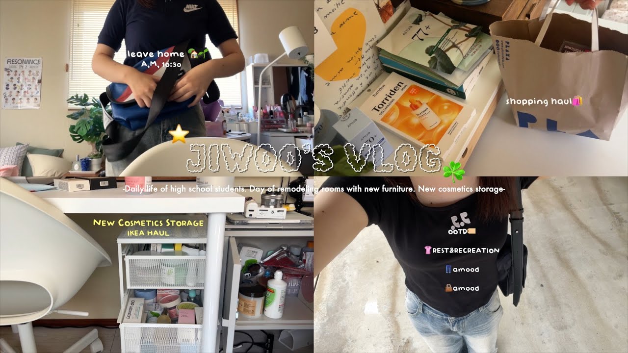 \VLOG/高校生の部屋の模様替えをする日常✧*｡🎀1人行動を充実する日.新しくしたコスメ収納🍀IKEA購入品紹介🛋