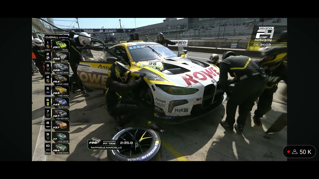 Chase in the Green Hell: #911 GRELLO and #98 ROWE #179 crash caused by the fight.