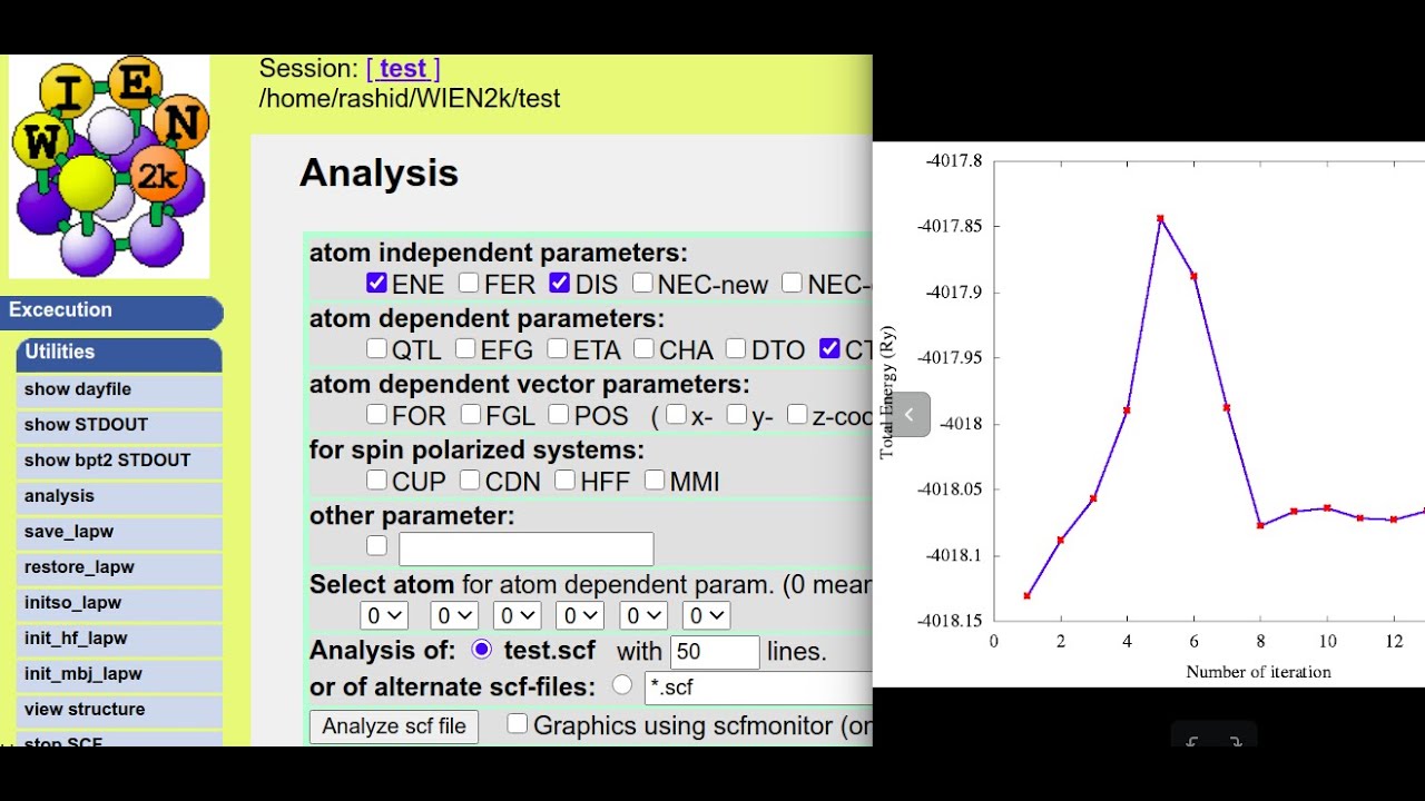 WT08: Analyze SCF file using w2web in WIEN2k