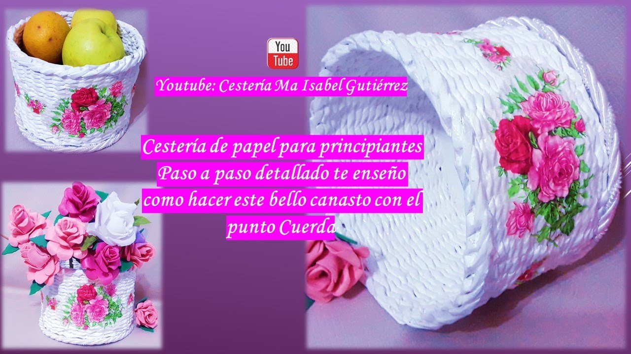 Cestería para principiantes  Aprendemos el Punto cuerda y hacemos este bello canasto