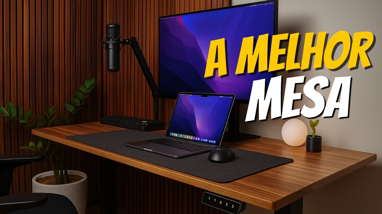 Mesa Com Regulagem de Altura Elétrica em Madeira Teca