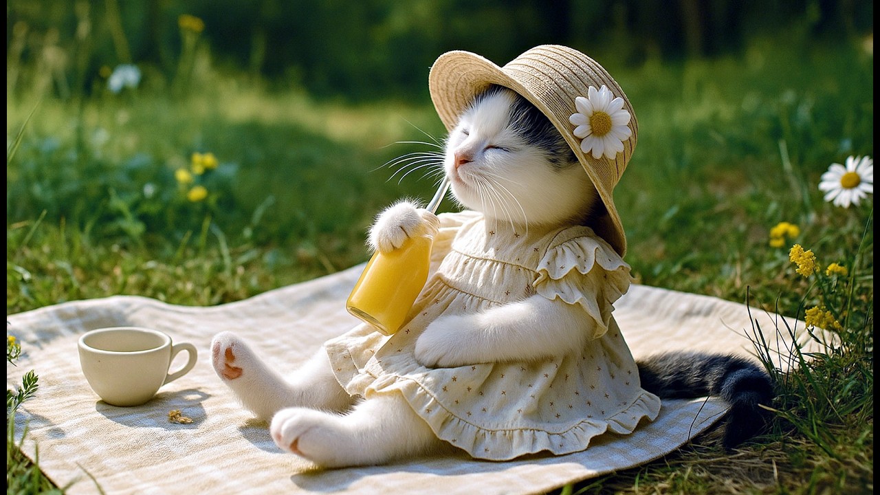 🌸 Little Kitten’s Quiet Picnic: A Gentle Afternoon Among the Trees 🐾🌿