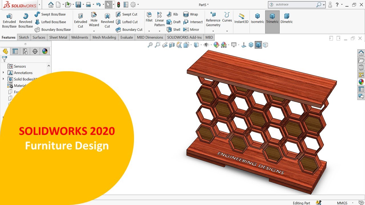 New Table Design on SOLIDWORKS_ Latest Furniture Design_ Honeycomb Table #furnituredesign