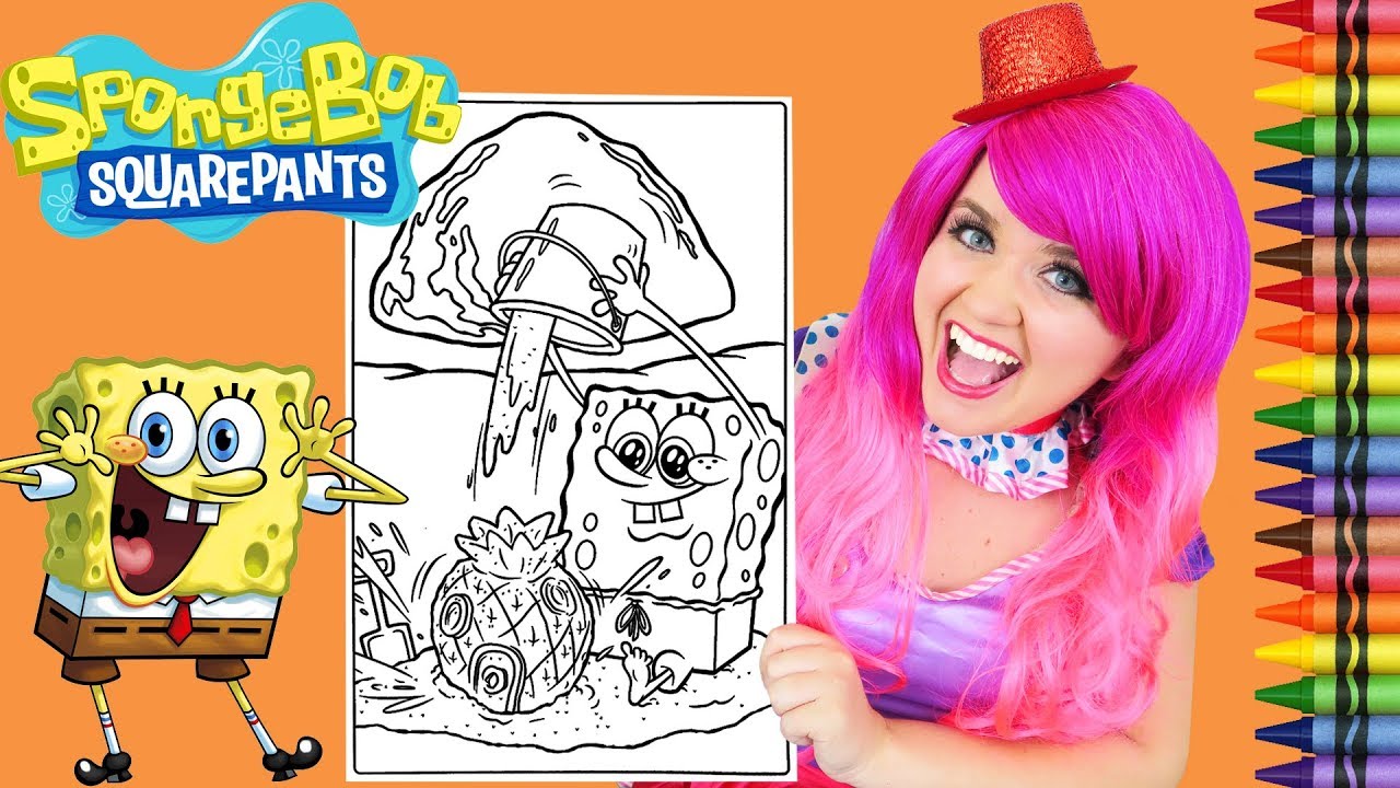 Coloring SpongeBob Squarepants Sandcastle GIANT Coloring Page Crayola Crayons | KiMMi THE CLOWN