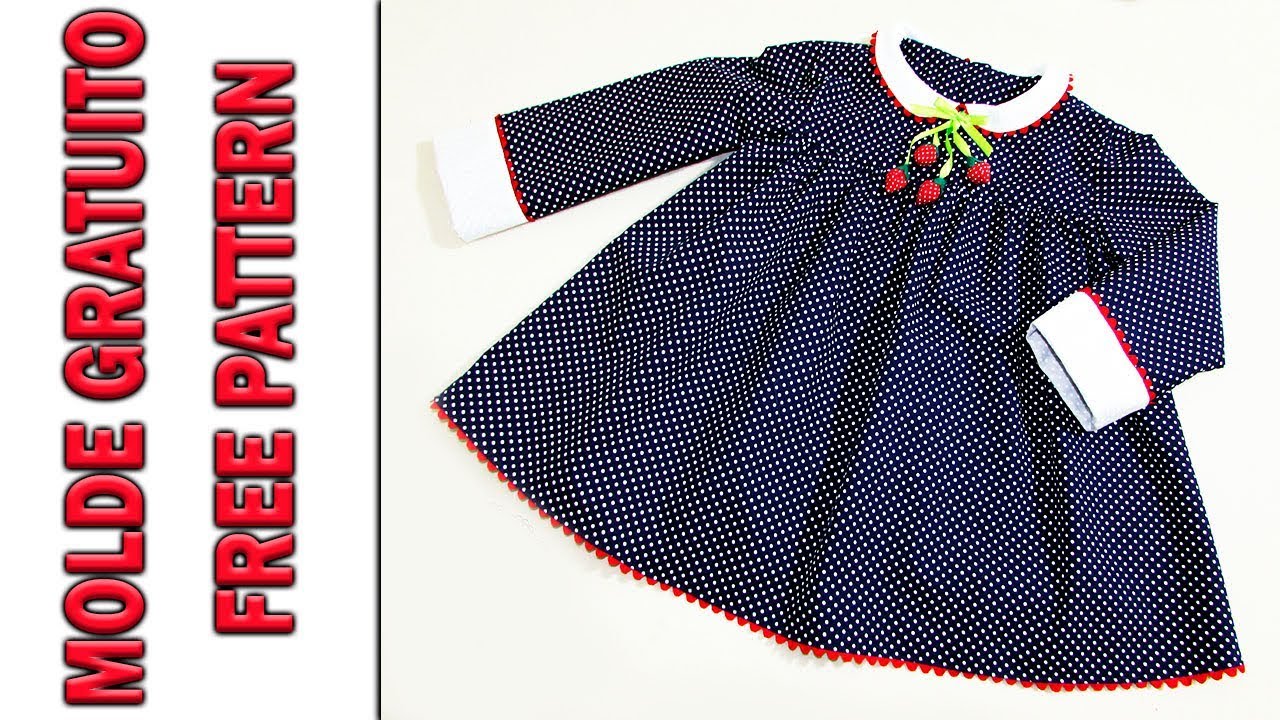Vestido Infantil Clássico com Manga e Gola   RN a 3 anos