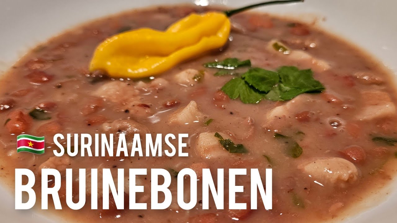 bruinebonen met spek maken|Making Surinamese brown beans with bacon|