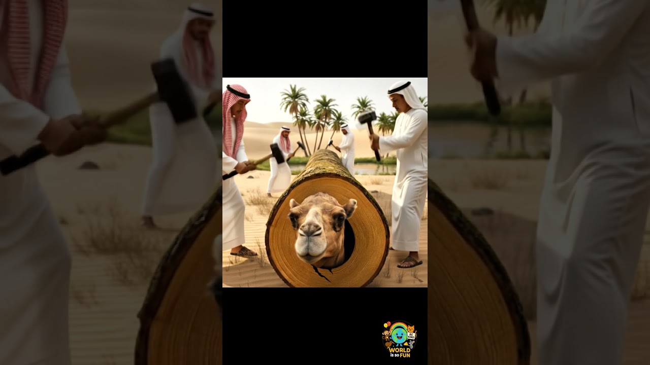Camel Rescue at Oasis 🌴 | Giant Trunk Cracks Open to Free Camel & Babies 🐪✨ #funny #shorts