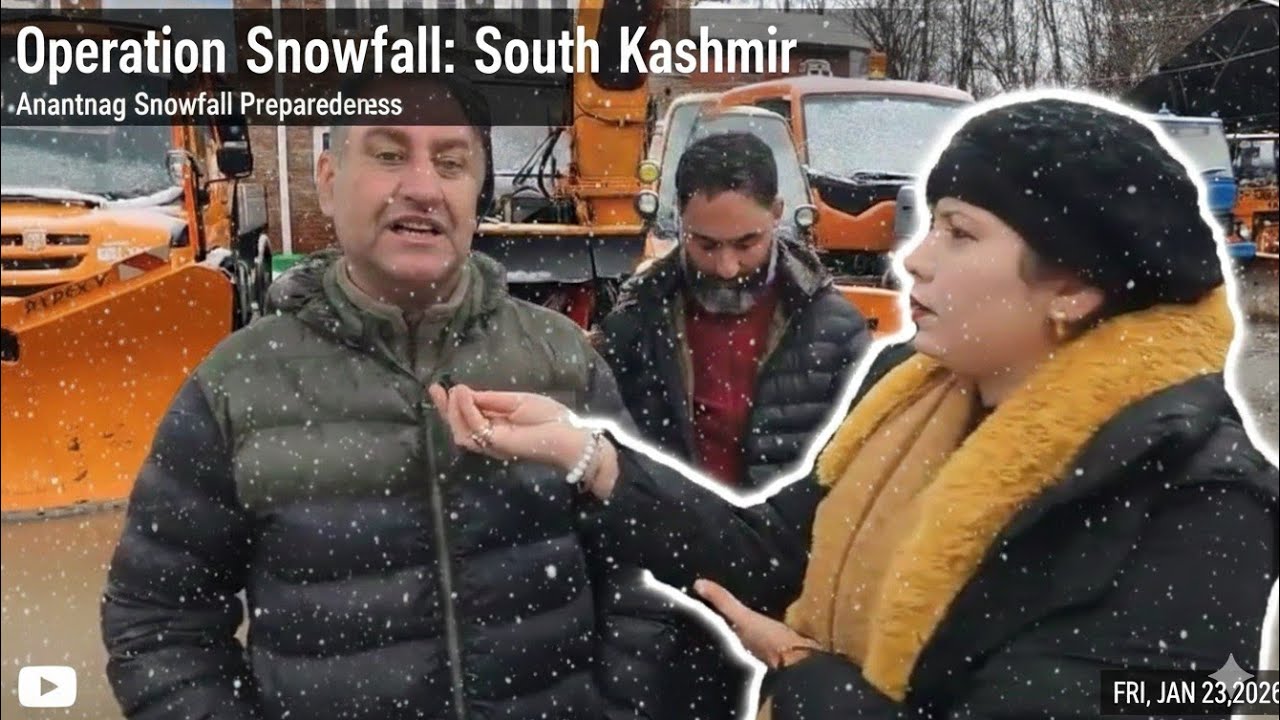 After a long gap, snowfall returns to Kashmir; snow clearance underway across South Kashmir.