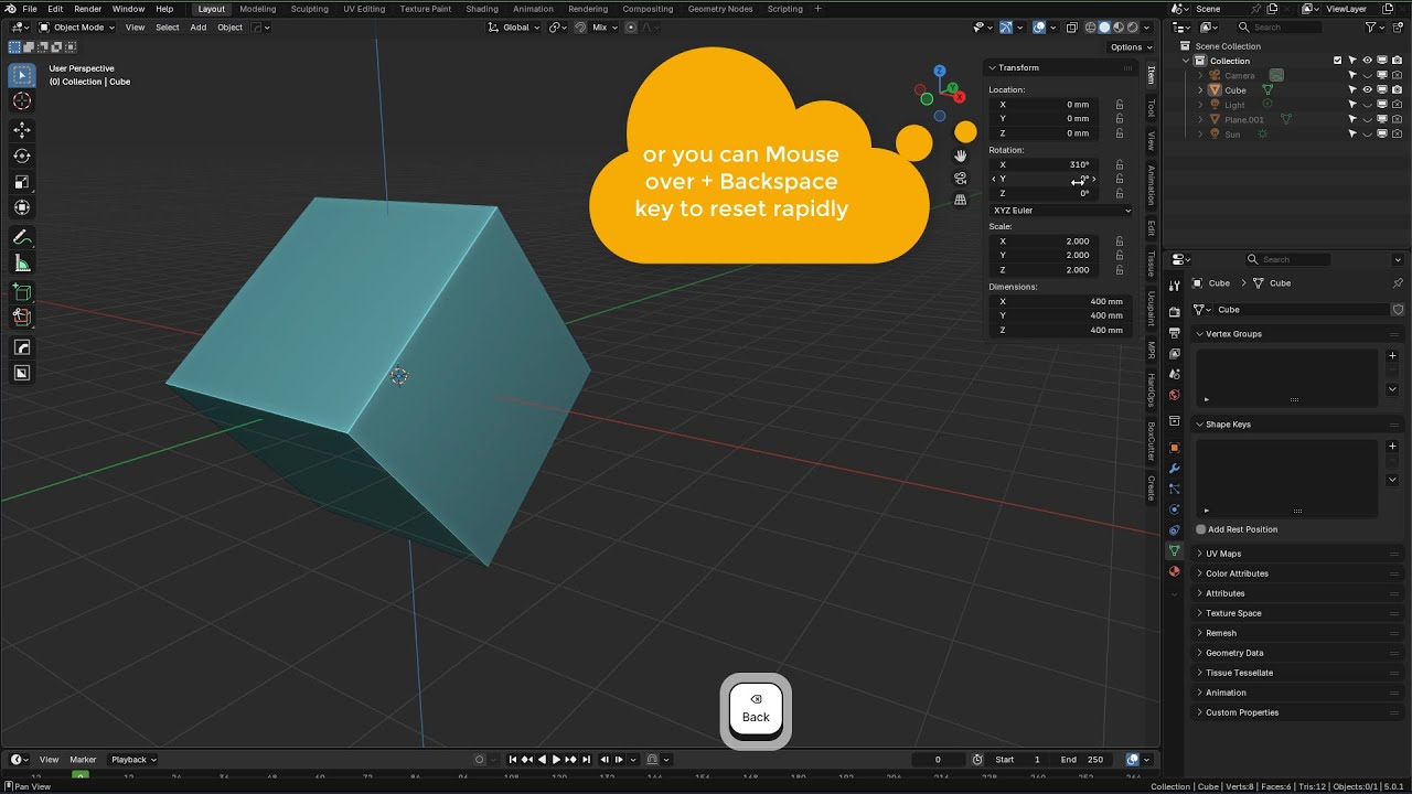 16. Blender input field value change and tab menu navigation tips