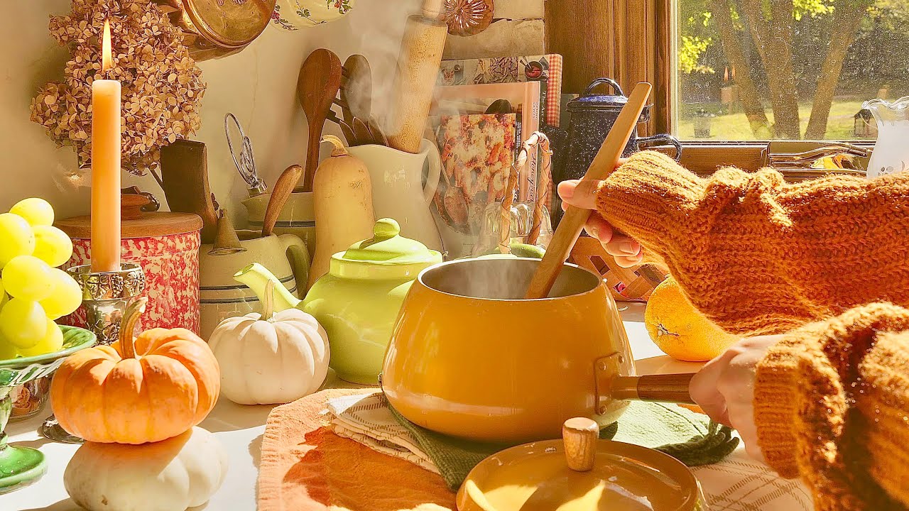 Тепло и вкусно ✨ Ghibli сельская местность осенняя жизнь 🫕 осенняя ночь тыквенный спайс латте