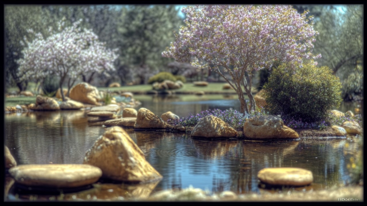 Peaceful Zen Garden with Blossoms | Tranquil Japanese Water Garden | Frame TV Art 4K Screensaver
