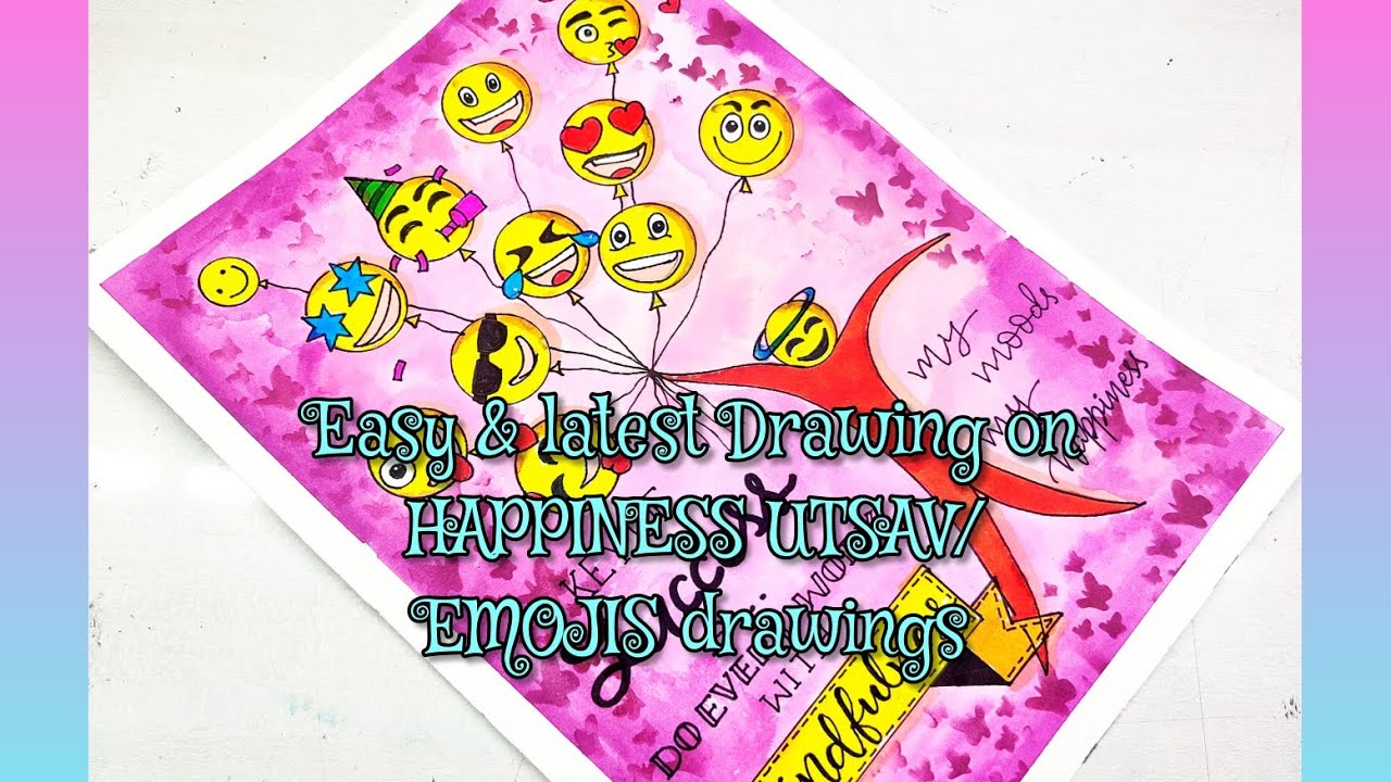 happiness drawing poster/happiness drawing/school project happiness poster drawing/Emojis Drawing