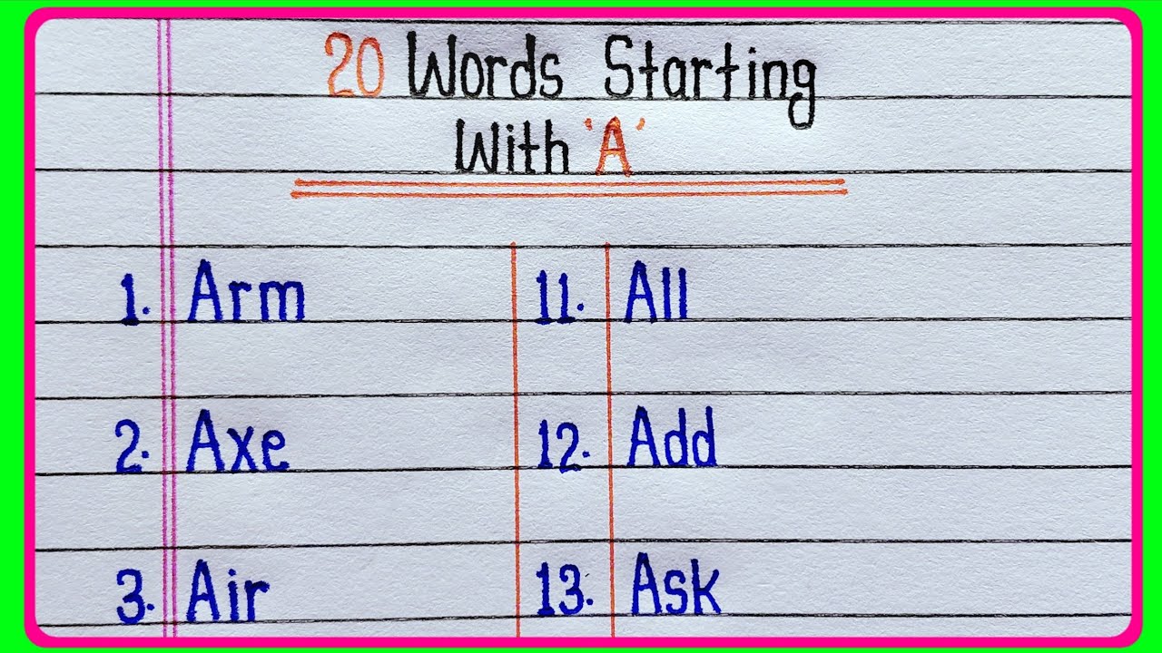 20 Words Starting with 