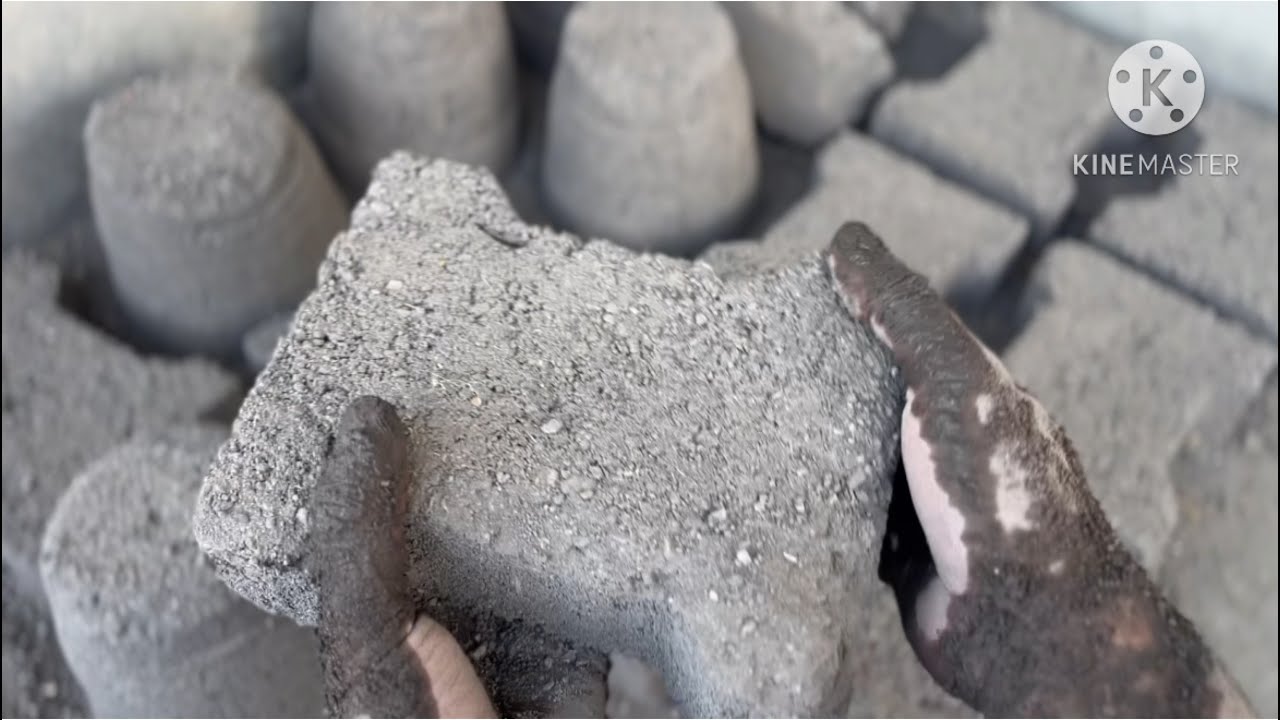 Charcoal ashes stones floor and water crumbling #satisfying