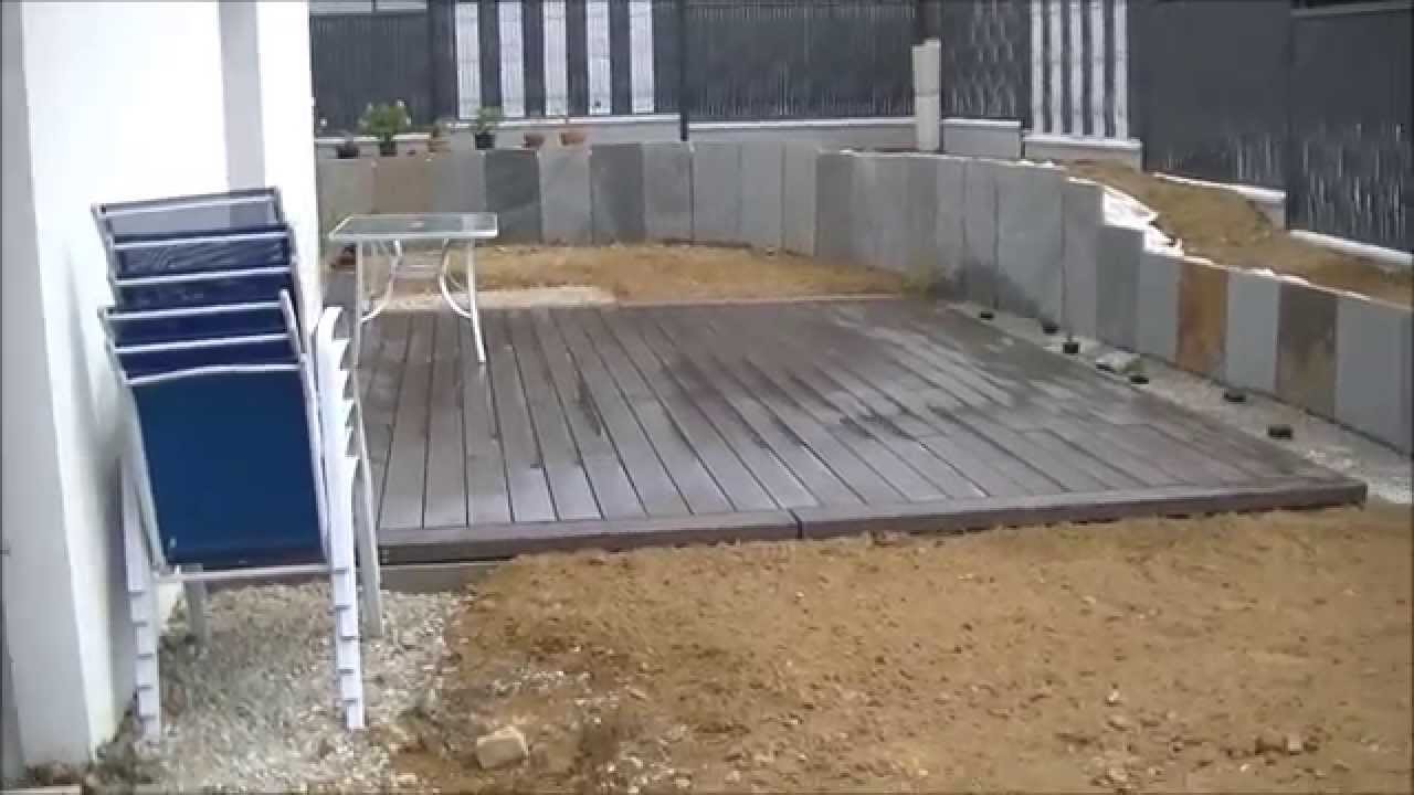 terrasse composite, muret palis gres naturel, jardi zen paysage cherbourg