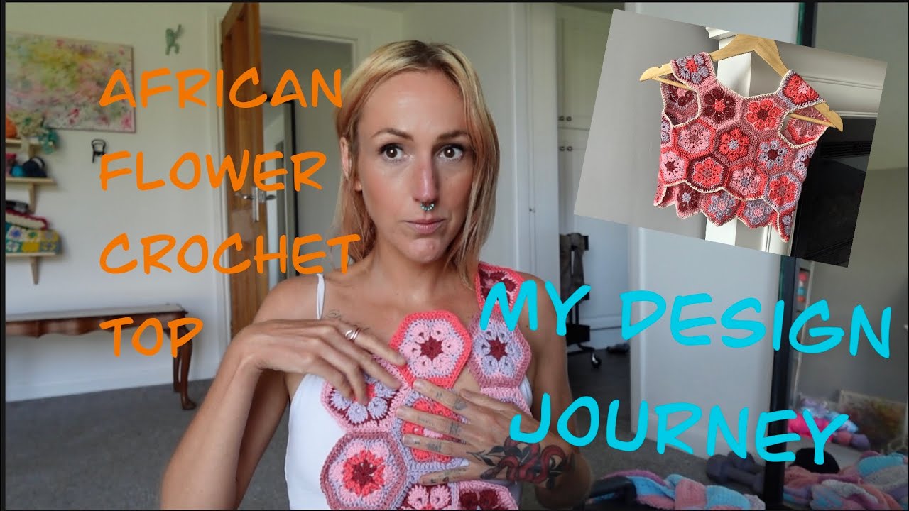 African flower crochet top design process/ tutorial