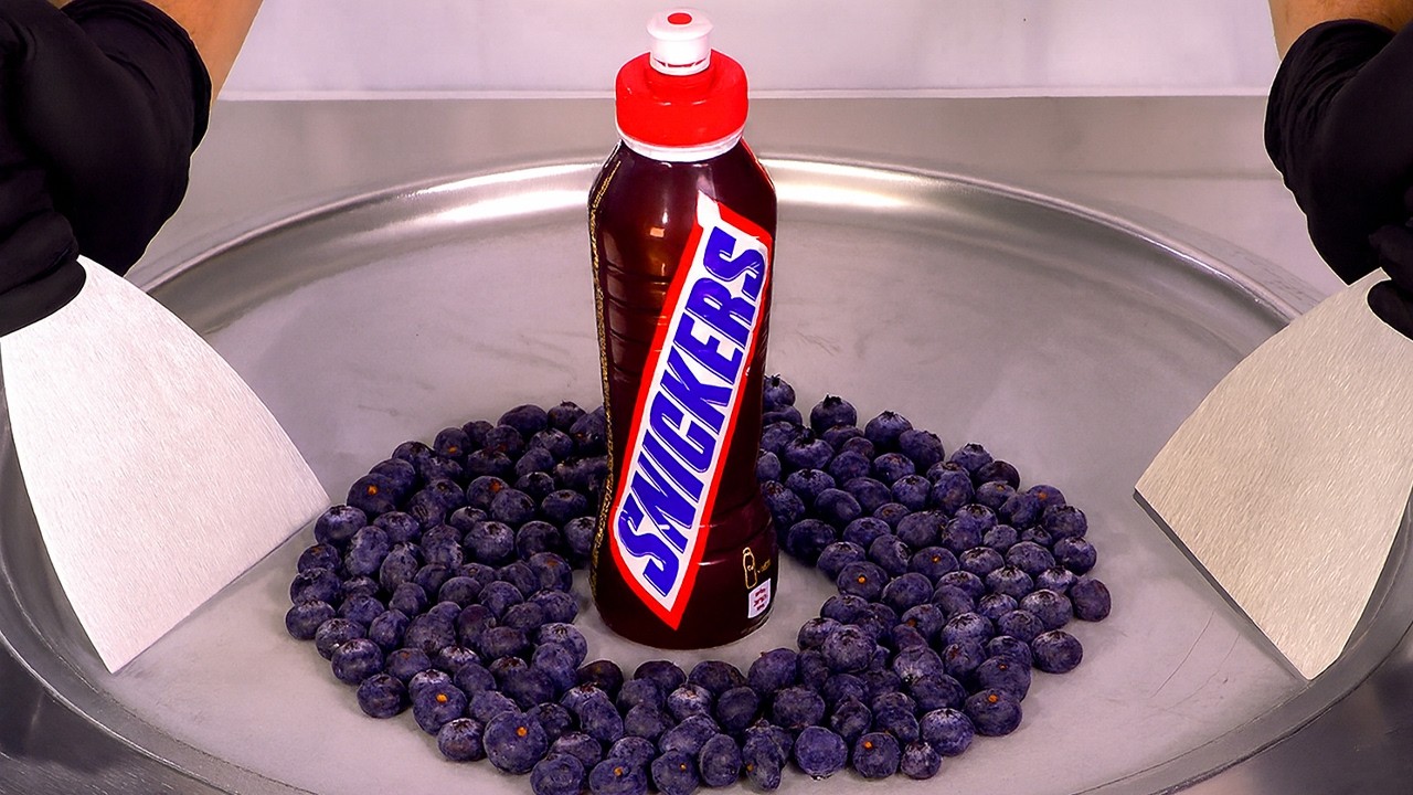 Snickers vs Blueberries &mdash; Ice Cream Rolls | ASMR