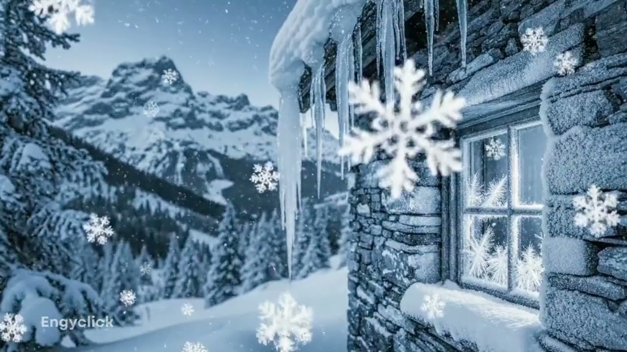 Swiss Alps Blizzard Ambience | Stone Hut in a Snowstorm with Wind & Piano