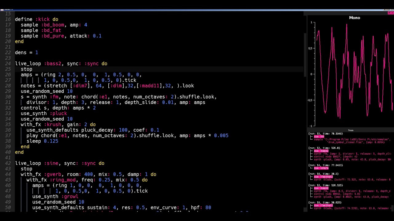 Sonic-Pi Session : Diminished bass