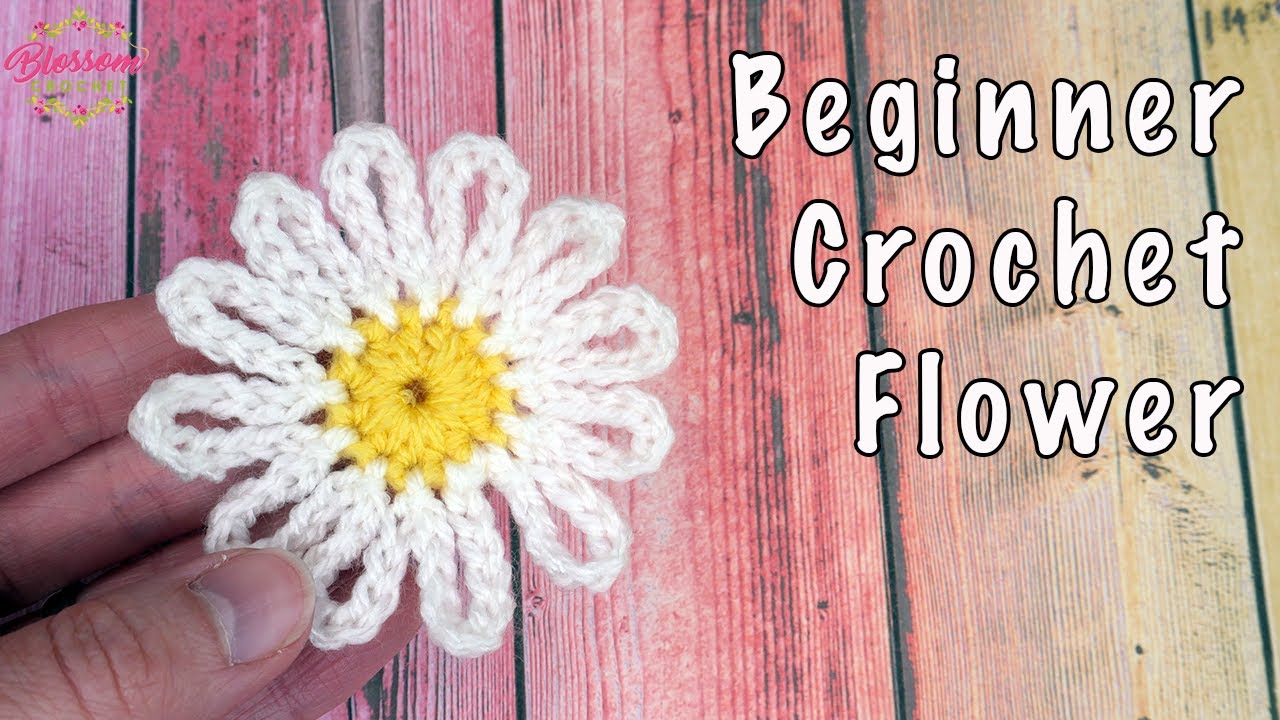 Crochet Daisy Flower -  EASY Tutorial  for beginners - scrap yarn project. 🌼