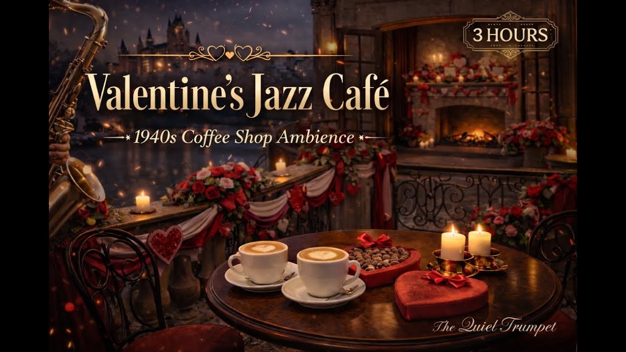 Romantic Valentine’s Jazz Café ❤️☕ 1940s Coffee Shop Dinner Date Ambience